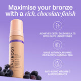Bali Body Deep Violet Self Tanning Mousse – Self Tanner Mousse Violet-Based Formula for Dark, Fake Tan with Olive Undertones – Hydrating, Sunless Tanner for Sensitive Skin – 200ml / 6.7fl oz