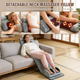 Wilytyres Full Body Massage Mat with Heat, Detachable Neck Massager & Foot Massager, Full Body Vibration Massage Mats with Lumbar Pillow, 9 Vibration 3 Timer Settings, Gift for Men Women
