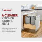 Rev-A-Shelf Double Pullout Trash Can w/Soft-Close & Open, 17.5" Min Opening