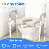 Male-Friendly Raised Toilet Seat with Handles, Adjustable Width Toilet Seat Riser for Seniors, 400LBS Handicap Toilet Seat for Elderly, Elevated Toilet Riser, Fits Any Toilets