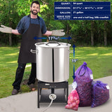 ARC 84-QT Large Stainless Steel Stockpot for Seafood Boiler Crawfish Pot with Basket and Steamer Rack, Outdoor Cooking Pot for Crab Lobster Shrimp Boiling, and Tamales Steamer,20 Gal
