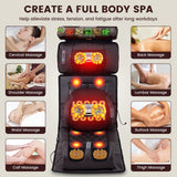 yayewanglae Full Body Massage Mat with 10 Vibration Heads, 9 Speeds & 3 Heat Levels - Rechargeable Heating Pad for Back Neck Shoulder Relief at Home Office