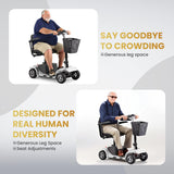 Mobility Scooters for Senior Adults, 15 Mile Electric Mobility Scooter with Detachable Battery, 4 Wheels Foldable Mobility Scooter with LED Headlights and USB Charging Port, 300 lbs Capacity (Silver)