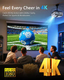 Daylight 4K Smart Projector with Fast TV OS & Home Karaoke: High 2400ANSI, 3-Brightness, HDR10, Auto Focus, Auto-Retract Lens&Cover, Wireless Mics for Home Cinema Outdoor Movie Game Golf Simulation
