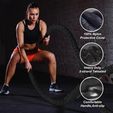 Brobantle Battle Rope 2 Inch Diameter,Black 30FT Exercise Workout Ropes for Home Gym Heavy Weighted Training Rope for Working Out