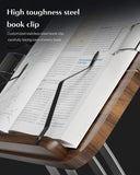 Book Stands for Reading,Adjustable Book Holder with 360° Rotating Metal Base,Foldable Cookbook Stand, Reading Hands Free with ABS Expandable Page Clips for Recipe,Textbook,Laptop