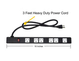 Opentron 10-Pack OT16063 Heavy Duty Metal Surge Protector Power Strip with Mounting Parts 6 White Outlets 3 Feet Power Cord