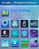 FoMaKo PTZ Camera HDMI, AI Auto-Tracking Gen 3, 20x Optical Zoom