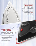 OMAIGA Cordless Iron for Clothes, 1500W Steam Iron Rapid Heating, Ceramic Soleplate, Auto Shut Off, Self-Clean, Anti-Calc, 3 Temperature Settings, 11.84oz Water Tank Ironing Clothes for Home, Black