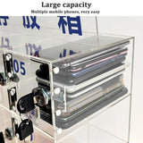 Wall-Mounted Phone Locker - Secure 60-Slot Lock Box Storage Cabinet with Keys