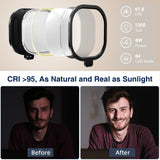 LitONES 2Pcs Desktop Video Conference Lighting for Zoom Meeting, Computer, Laptop, Work from Home with Nature Soft Light, Adjustable Brightness & Color Temp and Flexible Stand & Versatile Phone Holder