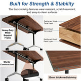 QXYXSM Folding Conference Table, Conference Room Table with Wheels, Flip Top Mobile Training Table, Modular Rolling Meeting Tables for Training Room, Seminar(6, Brown, 47.2in