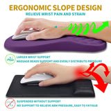 Hokafenle 2 in 1 Ergonomic Mouse Pad Wrist Support & Wrist Rest for Computer Keyboard Set, with Relieve Carpal Tunnel Pain Massage Bulge and Full Memory Gel Design (2In1 Set, Dark Purple)