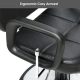 BarberPub Reclining Hydraulic Barber Chair, Salon Beauty Spa Shampoo Equipment, PVC Leather, Adult 2059 (Black)