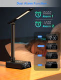 ELMWAY Alarm Clock with Lamp, Wireless Charging, USB-C & USB Ports, AC Outlets, Bedside Digital Clock Charging Station with Night Light, Loud Dual Alarm for Heavy Sleepers, Kids, Teens & Adults