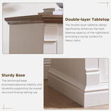 T4TREAM 30" Farmhouse Nightstand Set of 2 with Charging Station, Large End Table with 2 Big Drawers, Wooden Side Table Bedside for Bedroom, Living Room, Antique White