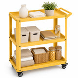 XCX 3 Tier Metal Utility Rolling Cart with Wheels, Yellow
