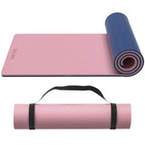 onlyhe Extra Thick 12mm TPE Exercise Yoga Mat with Strap, 1/2 Inch Non-slip Workout Mat for gymnastics, Pilates, Home, Workout, Gym Floor Fitness (Pink + Navy Blue)