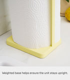 Yamazaki Home Tosca One-Handed Tear Paper Towel Holder - Kitchen Storage Rack - Steel + Wood