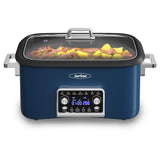SUNVIVIPRO 12-in-1 Programmable Slow Cooker Roaster Oven, 8 Quart Digital Multi-Cooker Food Warmer with Timer, Temp Control & Auto Shut Off, Removable Non-Stick Pot, Dishwasher-Safe Glass Lid, Blue