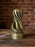 MAKER 3D Twist Spiral Table Lamp in Bronze - Handmade 3D Printed Shadow Projection Night Light, Dimmable USB LED Bedside Accent Lamp for Bedroom, Nursery and Office Desk Decor