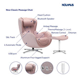 Nouhaus Classic Massage Chair with Ottoman – Pink Leather Recliner with Percussive Shiatsu Massager, Built-in Speaker & Full Body Spot Massage – Ultimate Comfort for Home & Office