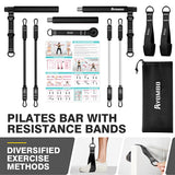Ayombo Pilates Bar, Multifunctional Pilates Bar Kit with Resistance Bands, Adjustable Fitness Workout Equipment Set for Men Women, Portable Home Gym