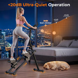 Stair Stepper for Home,Vertical Climber Step Machine with Stable Triangular Frame, 3-Level Handrail Height & Resistance & Pedal Adjustment,LCD Monitor, Device Holder, Smooth Motion, 300 LBS Black