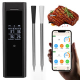 Grebilux Wireless Meat Thermometer with 2 Color-Coded Probes, ±1.8℉ Accuracy, IP67 Waterproof, App Control & Real-Time Monitoring, Two-Way Alerts