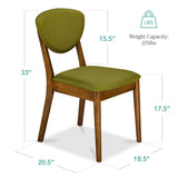 Best Choice Products Wooden Dining Chairs, Wood Mid-Century Modern Upholstered Side Chairs, Farmhouse Cushioned Dining Chairs Set of 4 for Dining Room - Walnut/Olive