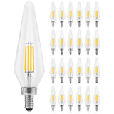 LUXRITE E12 Candelabra LED Light Bulbs 60 Watt Equivalent, 2700K Warm White, Enclosed Fixture Rated, Dimmable Chandelier Light Bulbs, 4.5W, 500 Lumens, HX10.5 Glass, Wet Rated, UL Certified (24 Pack)