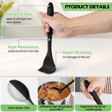 Silicone Cooking Utensil Set, Homikit 15pcs Kitchen Utensils with Holder for Nonstick Cookware, Heat Resistant Nontoxic-Black