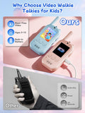 Voice Changer Upgraded Kids Video Walkie Talkies, Gift Toy with Real-Time Video, No WiFi or App Required, 1600FT Long Range, Rechargeable Video Intercom Toy for Boys & Girls Ages 3–12 (Blue & Pink)