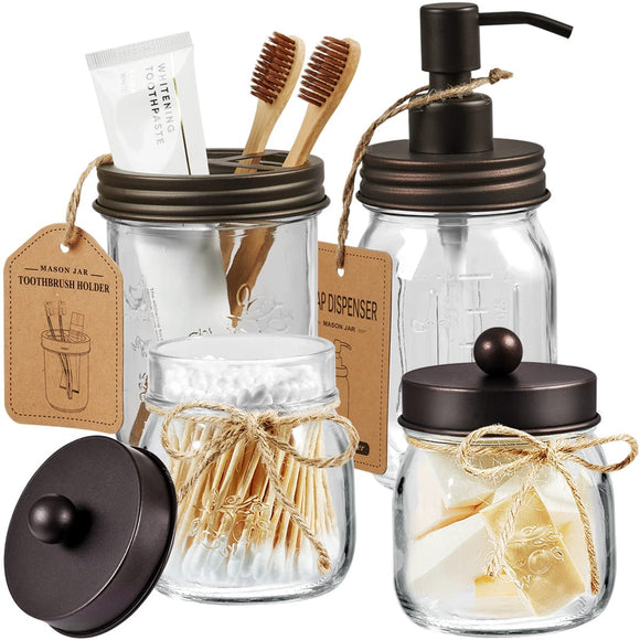 Bathroom Accessories Set(4 Pcs) -Lotion Soap Dispenser & 2 Cotton Amolliar