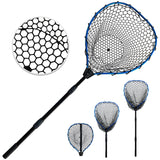 SEASPRO Telescoping Fishing Net Blue Aluminum Alloy Rubber Fish Net - Adjustable Length Lightweight Foldable Large Fishing Net with Handle Collapsible Extendable Fishing Accessories