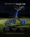 Compact 3 Wheel Golf Push Cart | One Click Folding Design, Smallest Folded Footprint, 32" Wide Wheelbase Caddytek