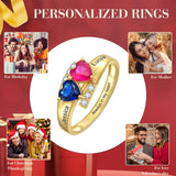 Oseew 14k gold mother's Ring Custom 10k gold Birthstone Ring 10k mom rings for women birthstone with 2 names Mothers rings with 2 birthstones 10k yellow Gold