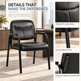 Simple Deluxe 2 Pack Stationary Guest Chairs, No Wheels Waiting Room Chairs with Padded Armrests, Reception Seating for Conference, Meeting, Lobby, Home, Dining & Desk Side