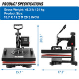 Topdeep Heat Press 15x15 Inch 8 in 1 Heat Press Machine, Swing Away T Shirt Pressing Machine Digital Control