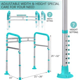 Lianjindun Toilet Safety Rails, Adjustable Toilet Frame for Elderly, Seniors, Handicap & Disabled, Foldable Handicap Toilet Handles Fit Any Toilets（Peacock Blue）