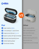 onlikin 35W Ultrasonic Jewelry Cleaner, 45KHz Retainer Cleaner for Jewelry, 5 Timer & 3 Power Modes, Eyeglasses, Rings, Watch Strap, Dentures - 20oz, 304 Stainless Steel Tank, Quiet <38dB (Black)