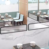 Striped Metal Tempered Glass Room Dividers - Stylish Low Partition Panels for Dining Areas, Restaurants, Hotel Bars, Office Booths, Modern Privacy Screens
