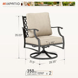 MIXPATIO, 2 Pack, Metal, Swivel Rocking Chairs, 5.75" Cushions, Beige