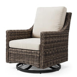 Varmoza Outdoor Swivel Rocker Patio Chair with Premium Cushion, High Back Wicker Patio Swing Glider for Deck, Porch, Patio and Poolside (Beige, 2 Pcs - Swivel Glider)