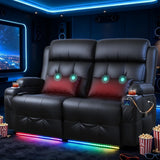 Power Reclining Loveseat with Massage & Heat,Wall Hugger Loveseat Recliner with LED Lights