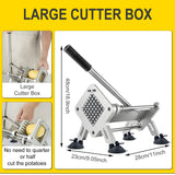 JXRLBHkuaj Professional French Fry Cutter, Heavy Duty Stainless Steel Potato Slicer with 1/2" & 3/8" Square Blades, Manual Veggie Cutter for Carrot/Cucumber/Onion, Commercial & Home Use, Silver JXR02