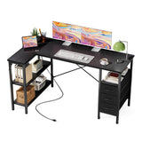 OLIXIS 55" L Shaped Gaming Computer Desk with Drawers and Power Outlet
