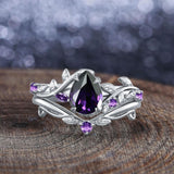 Oseew Amethyst rings for women sterling silver Amethyst engagement ring set Anniversary
