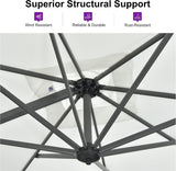 PURPLE LEAF Cantilever Umbrella 10 Feet Round Smooth 360° Rotation White
