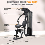 RUNFREELY All-in-one Weight Machine for Home Gym,Multifunction Workout Station Equipment with 150LBS Weights Stack, Gym Equipment for Men and Women RUNFREELY